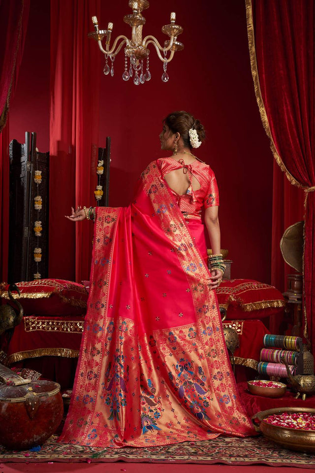 Pink Paithani Woven Silk Blend Saree (HT1708)