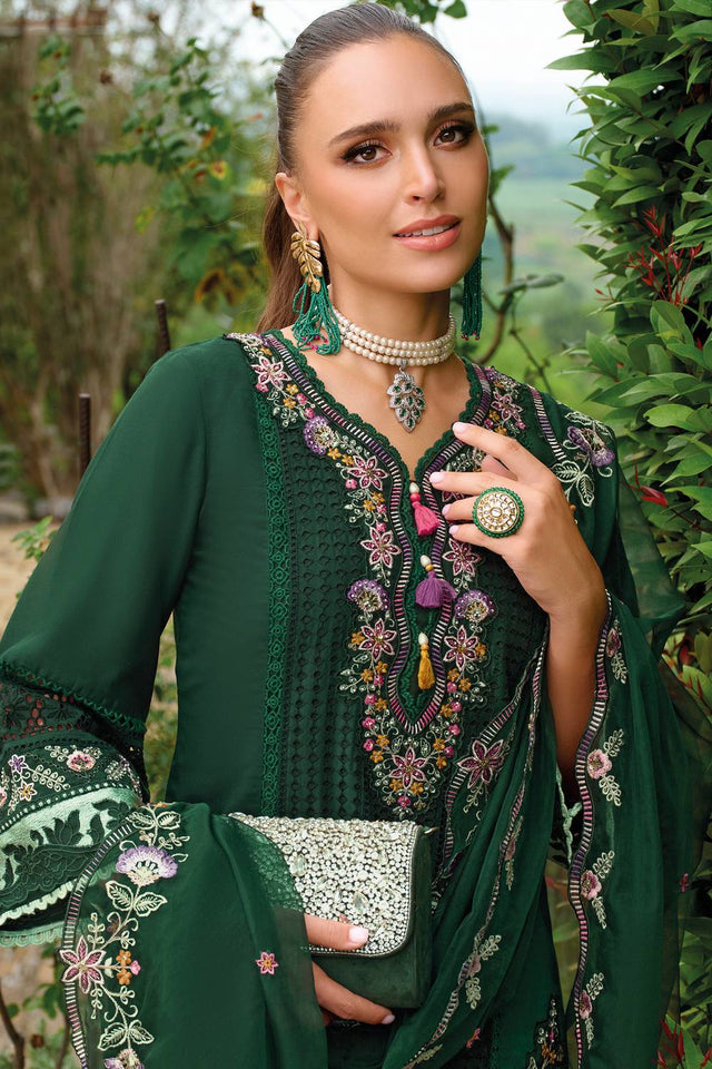 Green Floral Embroidered Silk Blend Kurti Pant Set (IDKH9GN11534)