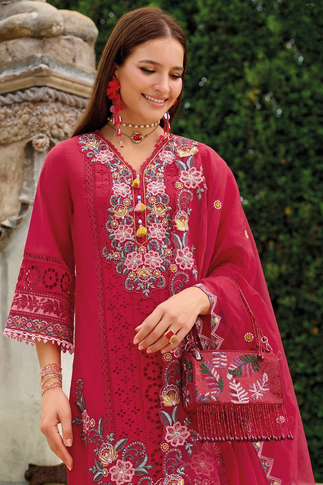 Red Embroidered Silk Blend Kurti Pant Set (IDKH9RD11532)