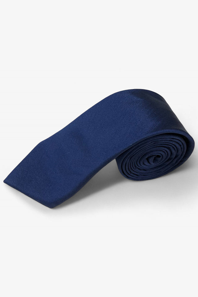 Navy Blue Ethnic Plain Silk Navy Blue Tie