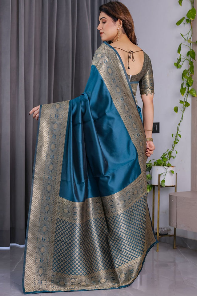 Turquoise Zari Woven Art Silk Saree (JCQ1-RAMA)