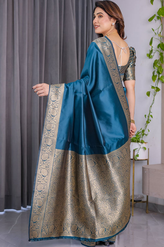 Turquoise Zari Woven Art Silk Saree (JCQ2-RAMA)