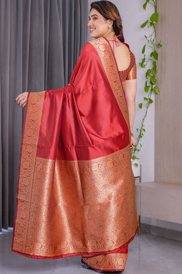Red Zari Woven Art Silk Saree (JCQ2-RED)