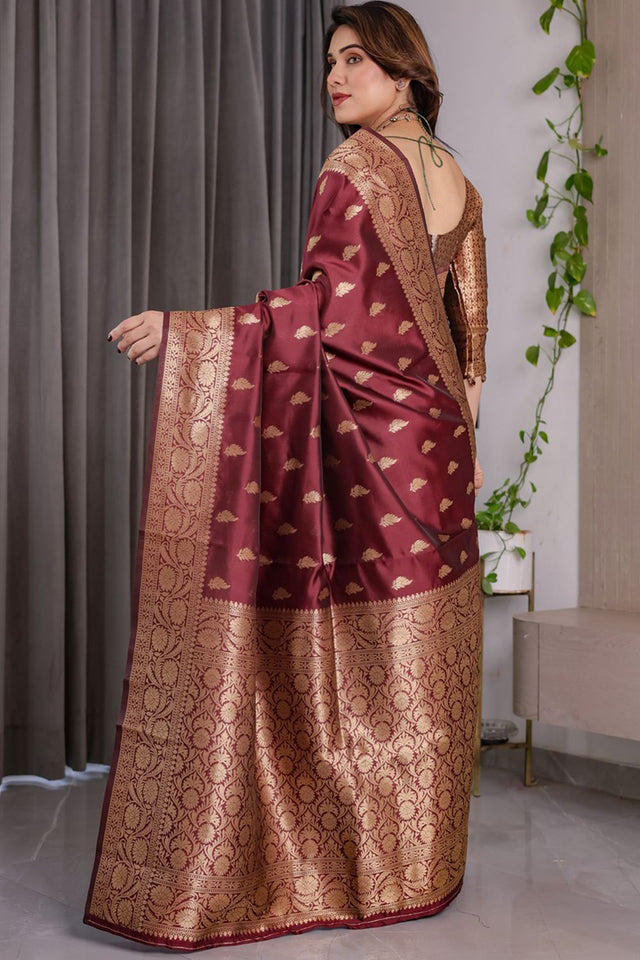 Maroon Zari Woven Art Silk Saree (JCQ3-MAROON)