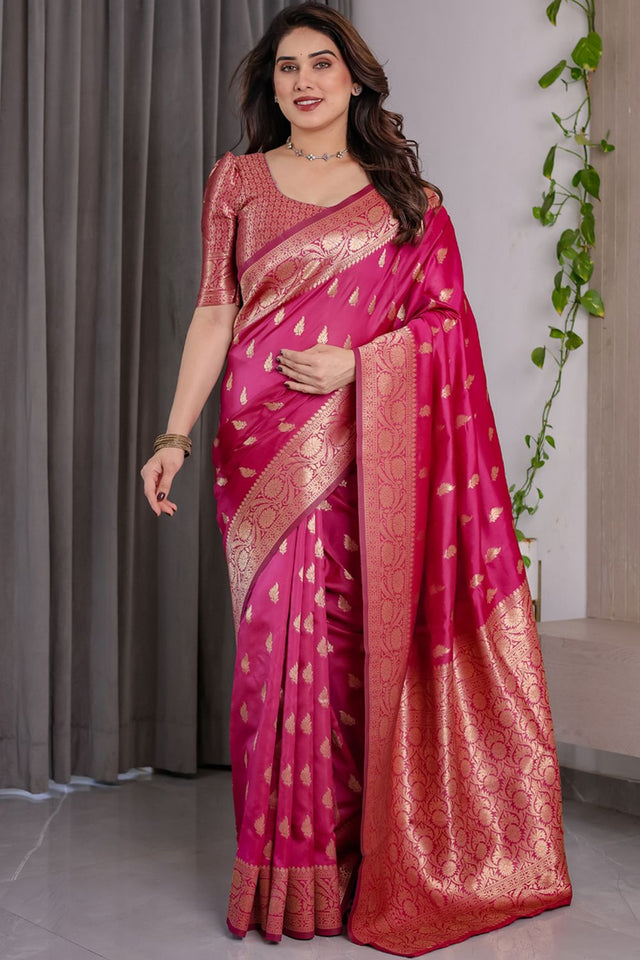 Pink Zari Woven Art Silk Saree (JCQ3-PINK)