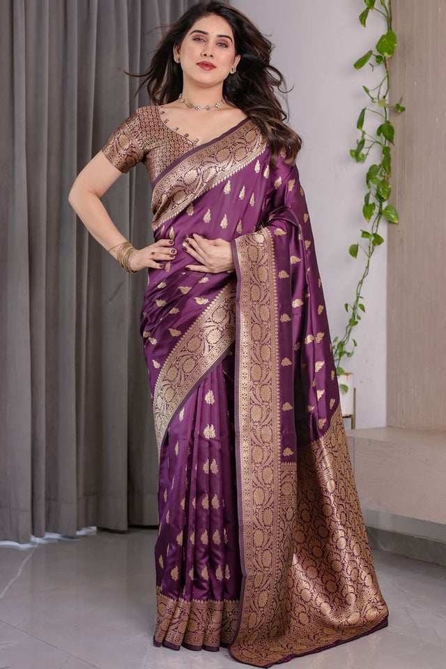 Wine Zari Woven Art Silk Saree (JCQ3-WINE)