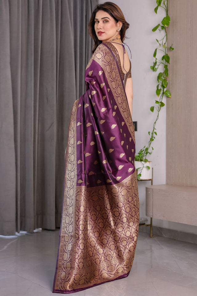 Wine Zari Woven Art Silk Saree (JCQ3-WINE)