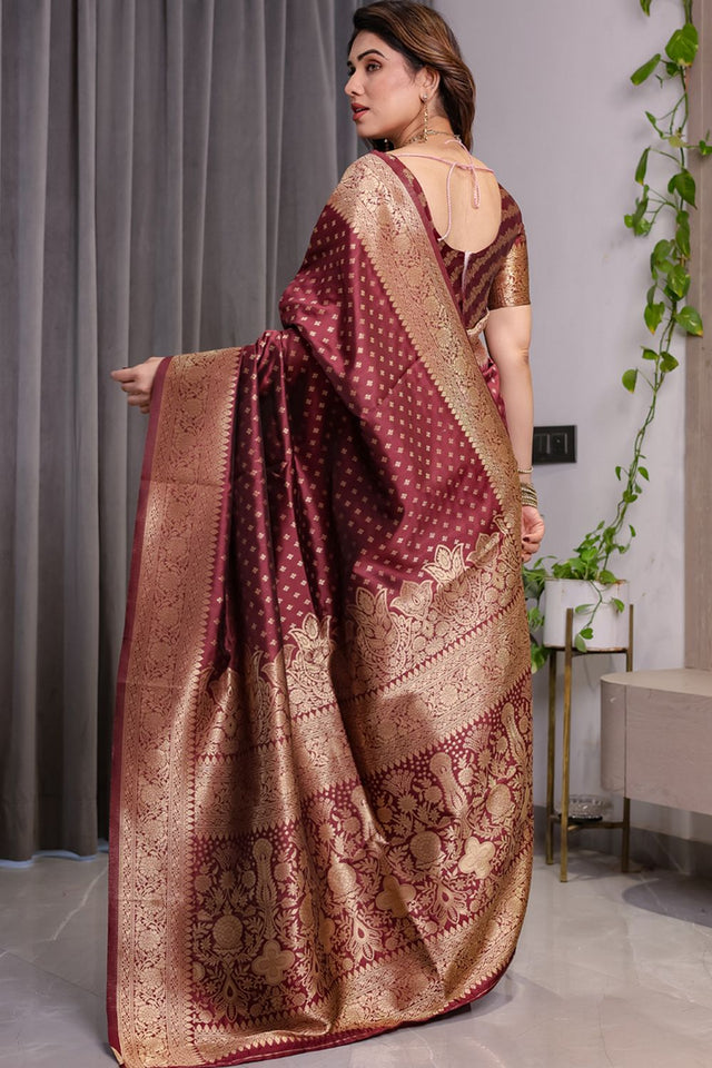 Maroon Zari Woven Art Silk Saree (JCQ5-MAROON)