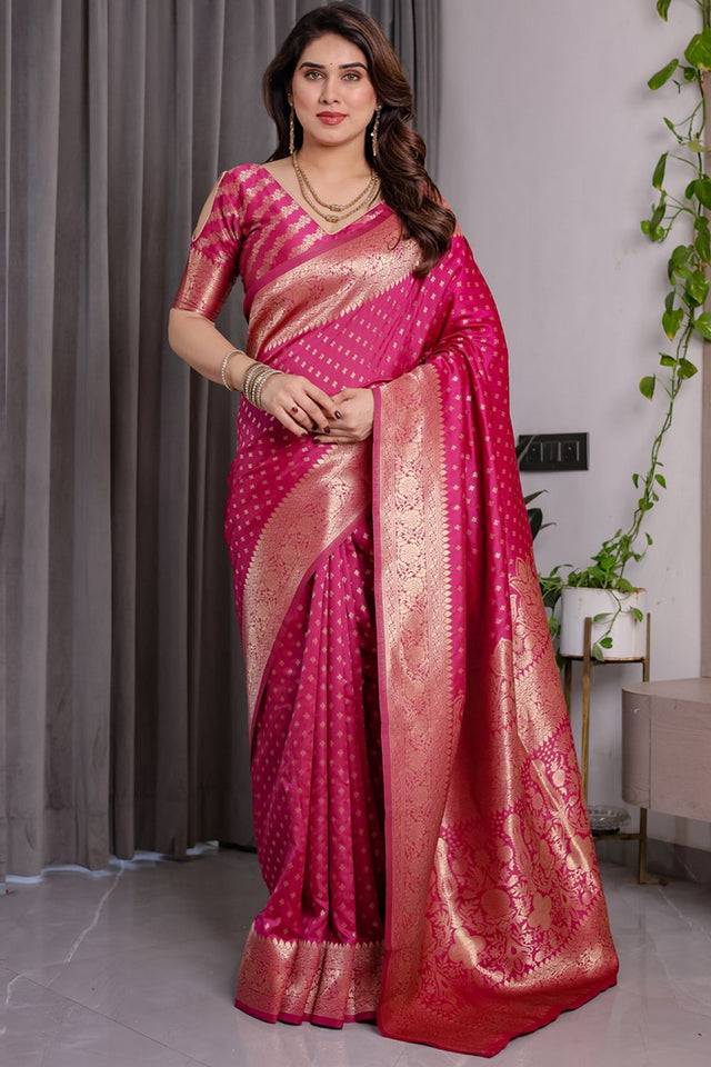 Pink Zari Woven Art Silk Saree (JCQ5-PINK)