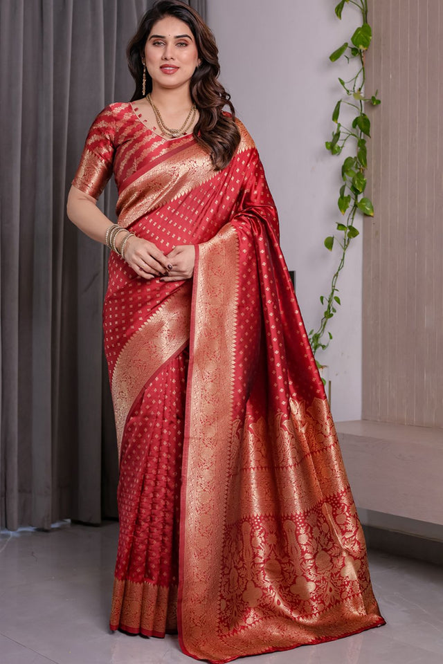 Red Zari Woven Art Silk Saree (JCQ5-RED)