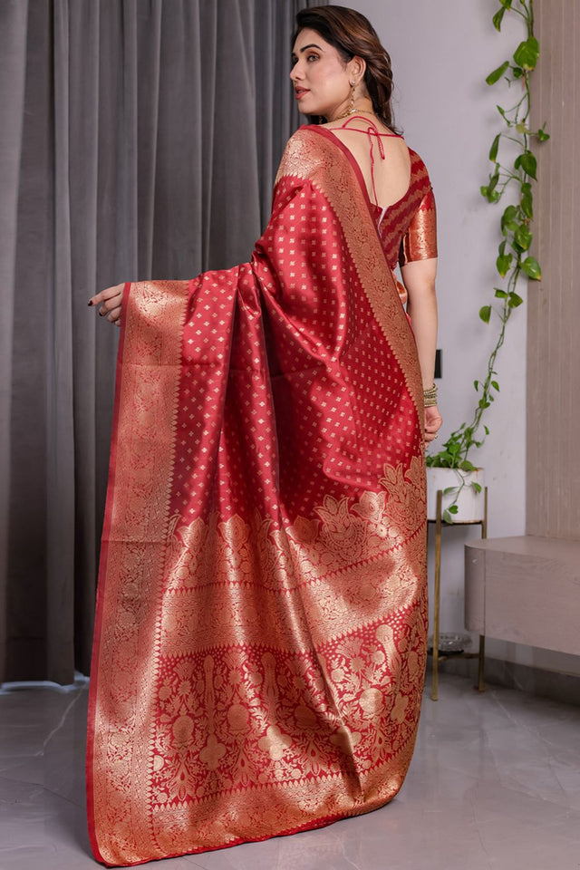 Red Zari Woven Art Silk Saree (JCQ5-RED)