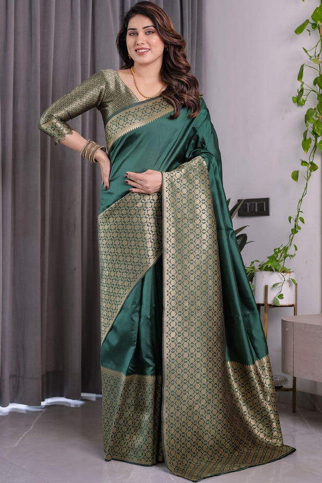 Green Zari Woven Art Silk Saree (JCQ6-GREEN)