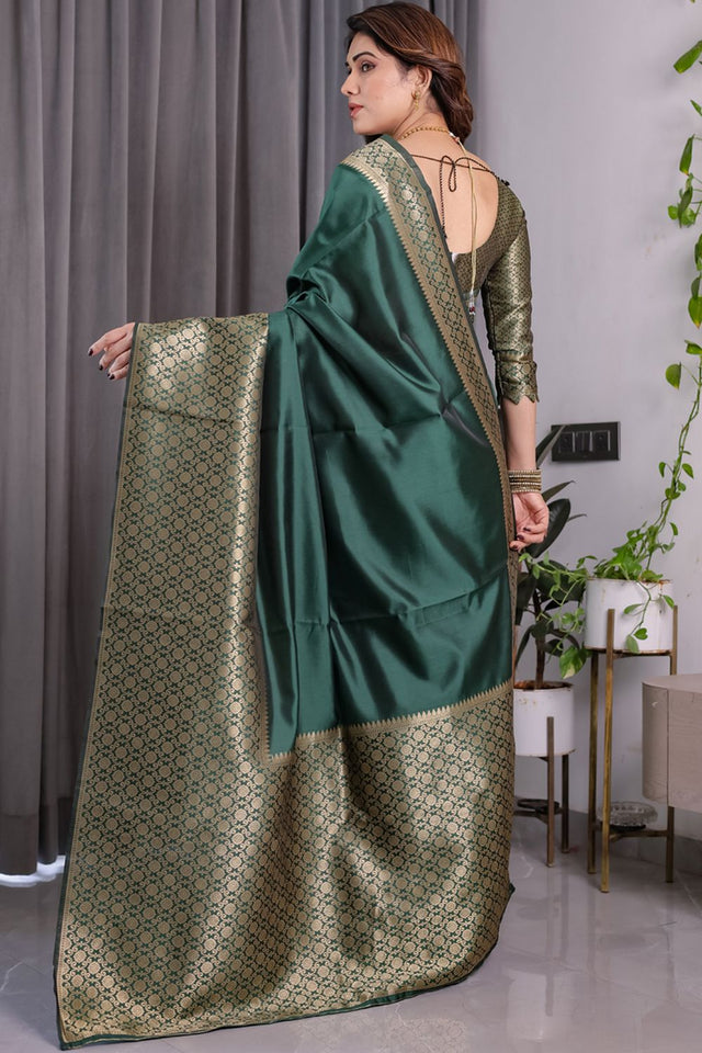 Green Zari Woven Art Silk Saree (JCQ6-GREEN)
