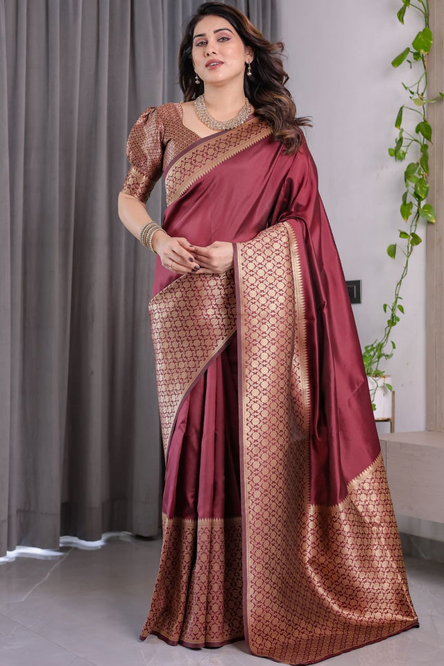 Maroon Zari Woven Art Silk Saree (JCQ6-MAROON)