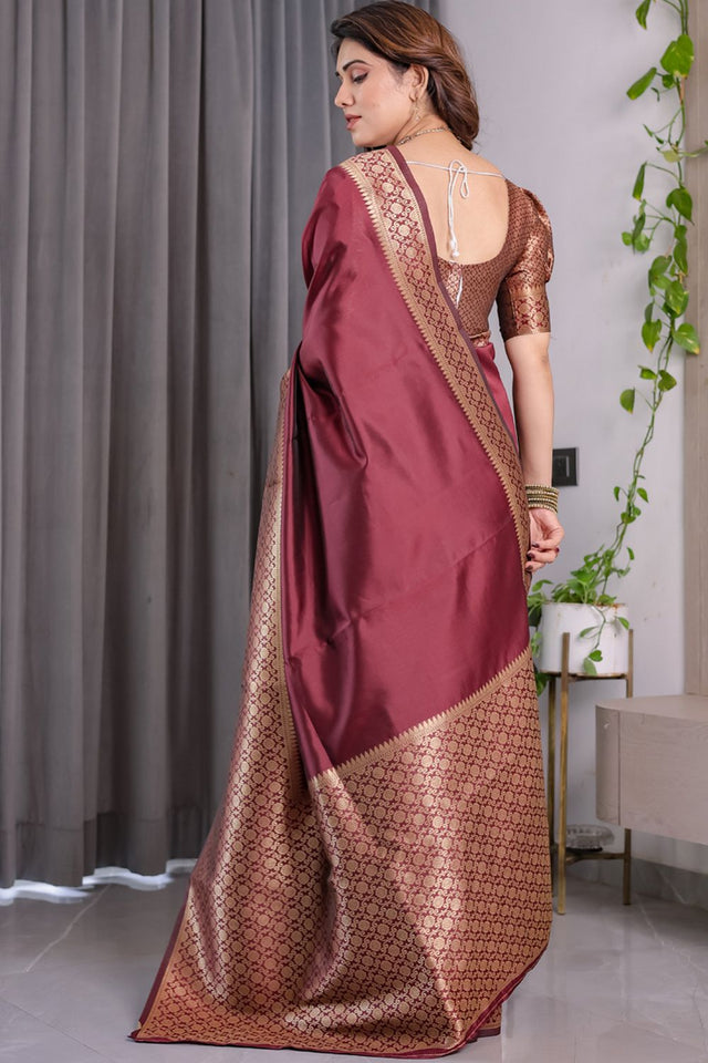 Maroon Zari Woven Art Silk Saree (JCQ6-MAROON)