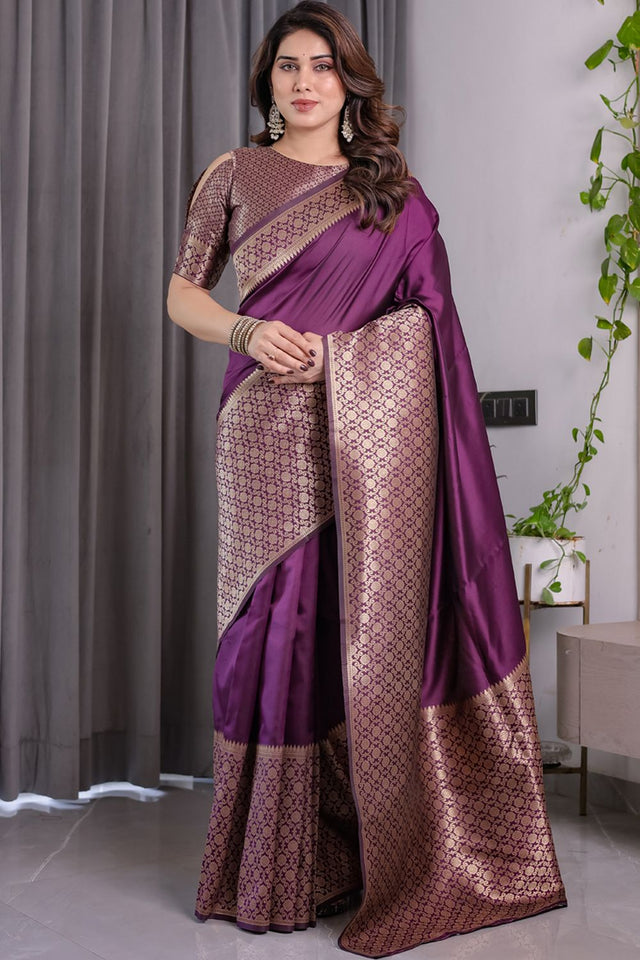 Wine Zari Woven Art Silk Saree (JCQ6-WINE)
