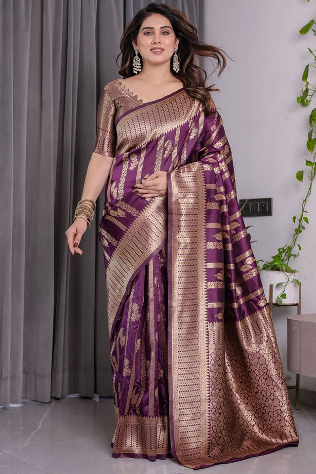 Wine Zari Woven Art Silk Saree (JCQ7-WINE)