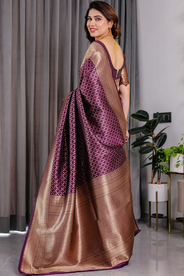 Wine Zari Woven Art Silk Saree (JCQ8-WINE)