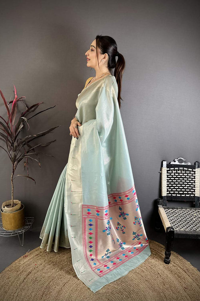 Blue Paithani Woven Tissue Saree (JK12502)