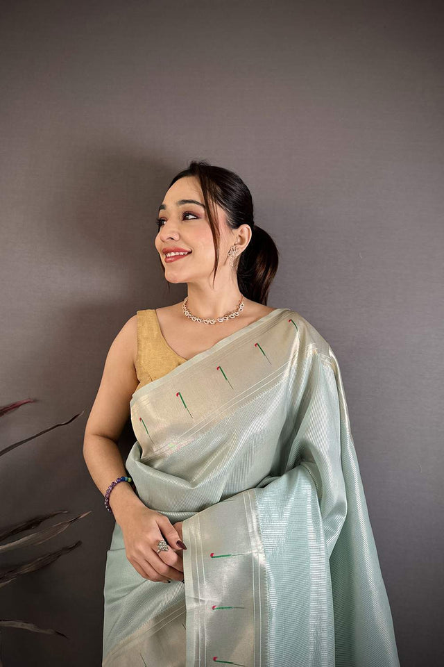 Blue Paithani Woven Tissue Saree (JK12502)