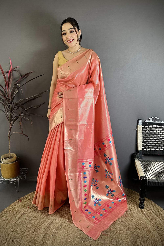 Pink Paithani Woven Tissue Saree (JK12504)