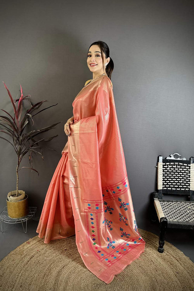 Pink Paithani Woven Tissue Saree (JK12504)