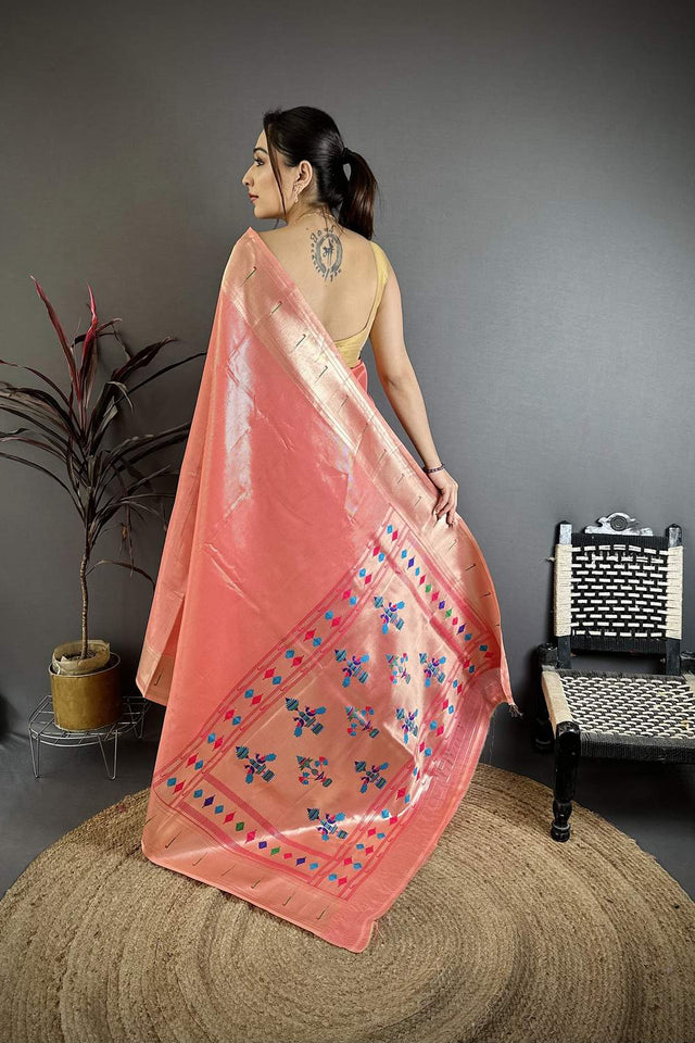 Pink Paithani Woven Tissue Saree (JK12504)