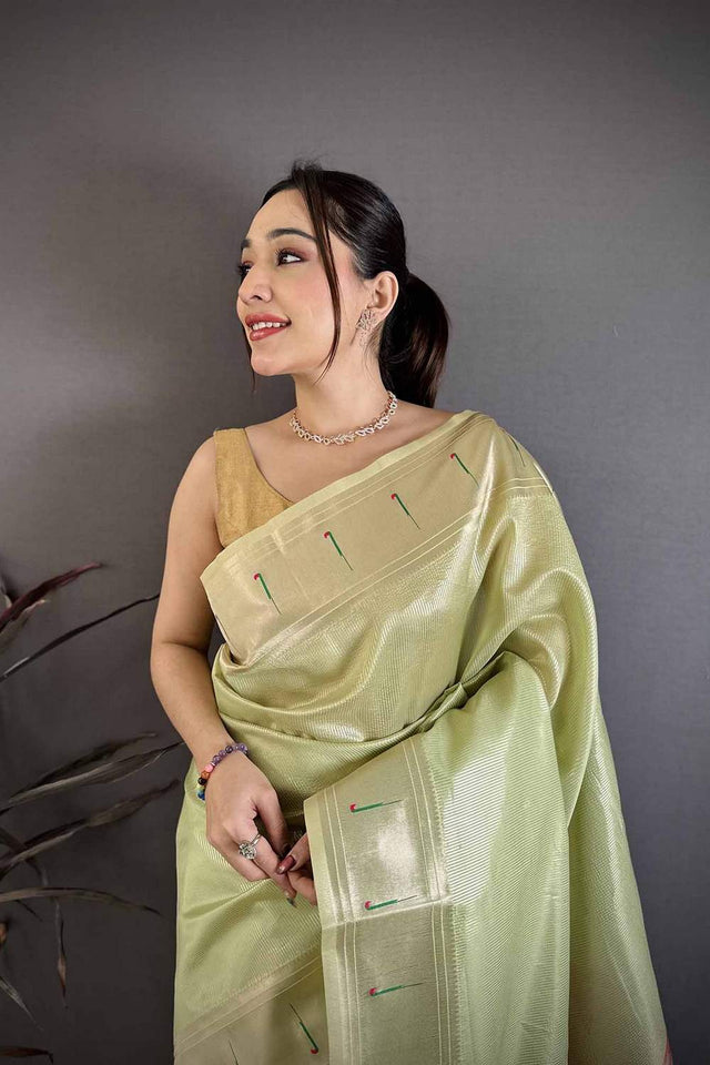Green Paithani Woven Tissue Saree (JK12505)