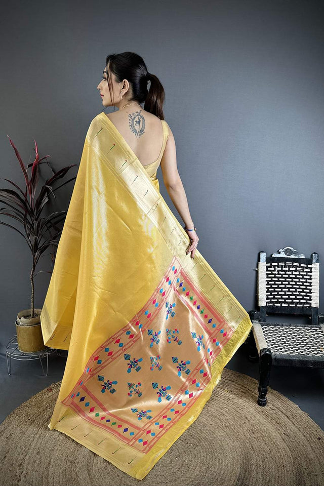 Gold Paithani Woven Tissue Saree (JK12506)