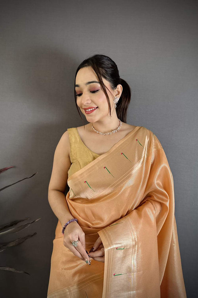 Orange Paithani Woven Tissue Saree (JK12507)