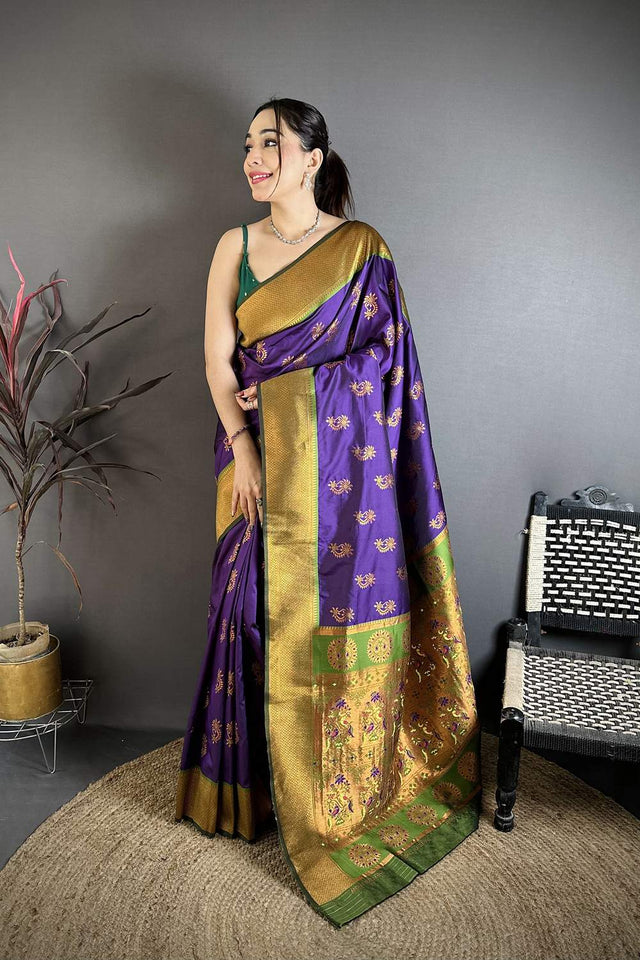 Purple Paithani Woven Soft Silk Saree (JK12903)