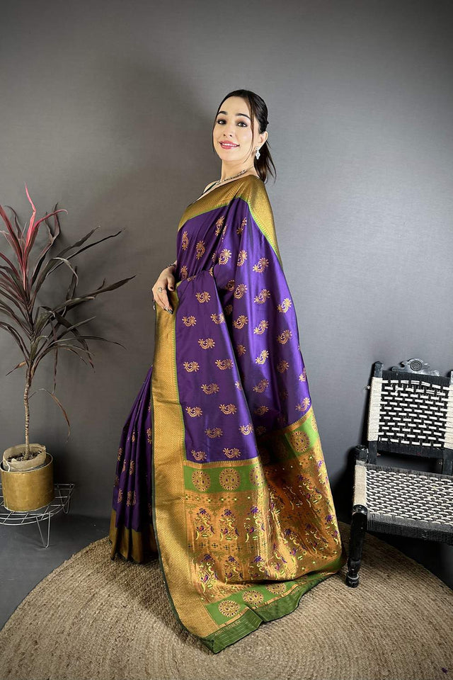 Purple Paithani Woven Soft Silk Saree (JK12903)