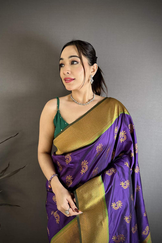 Purple Paithani Woven Soft Silk Saree (JK12903)