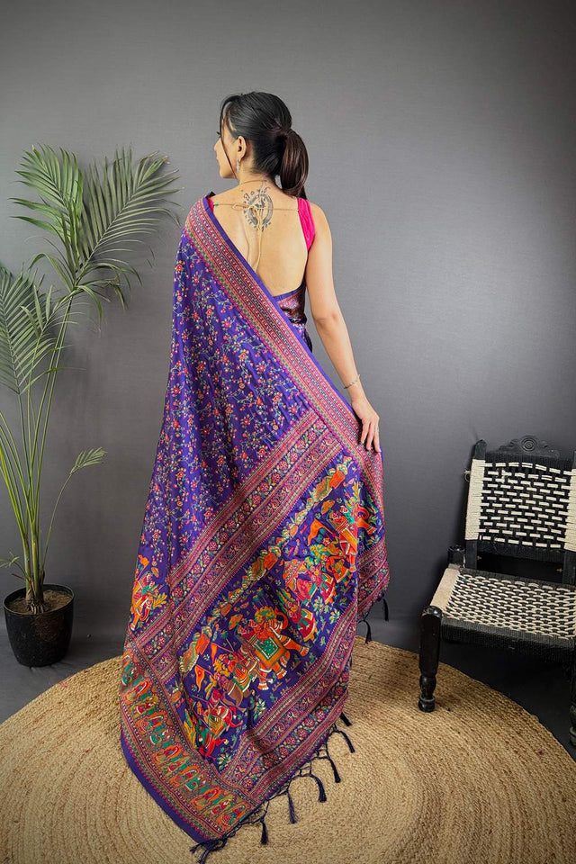 Purple Meenakari Woven Silk Saree (JK13007)