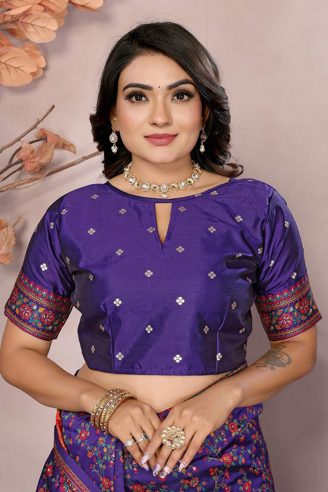Purple Meenakari Woven Silk Saree (JK13007)