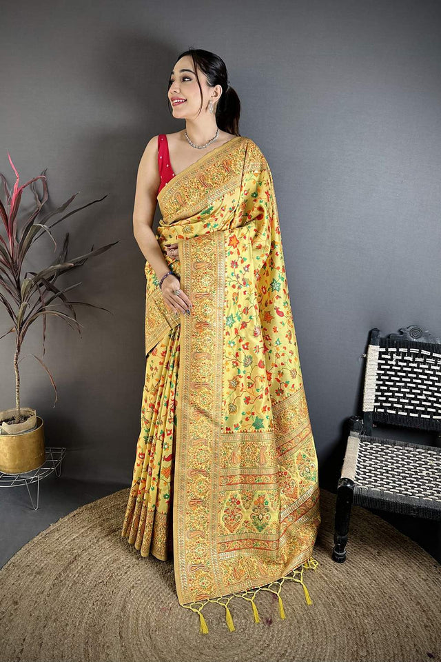 Gold Meenakari Woven Silk Saree (JK13008)