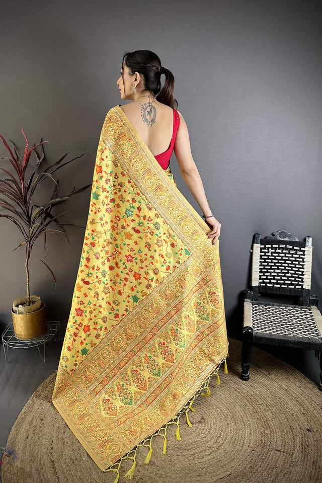 Gold Meenakari Woven Silk Saree (JK13008)