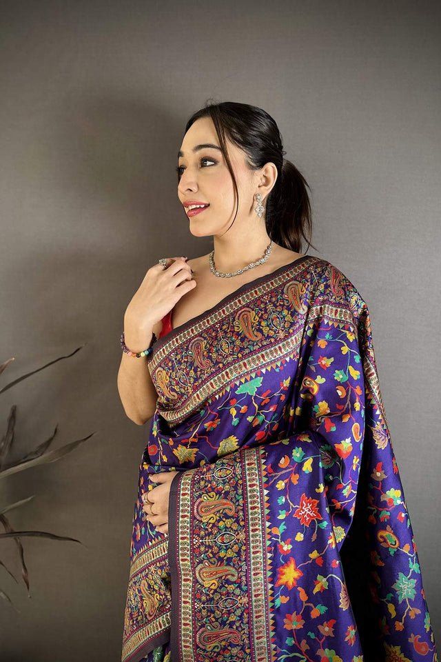 Purple Meenakari Woven Silk Saree (JK13011)