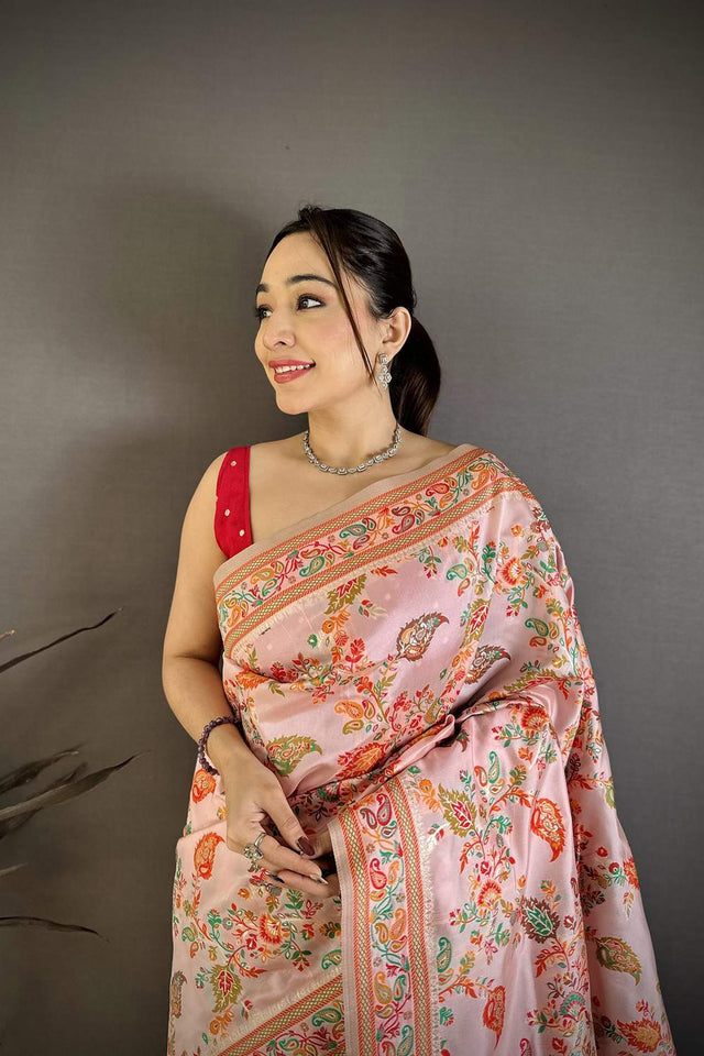 Pink Meenakari Woven Silk Saree (JK13016)