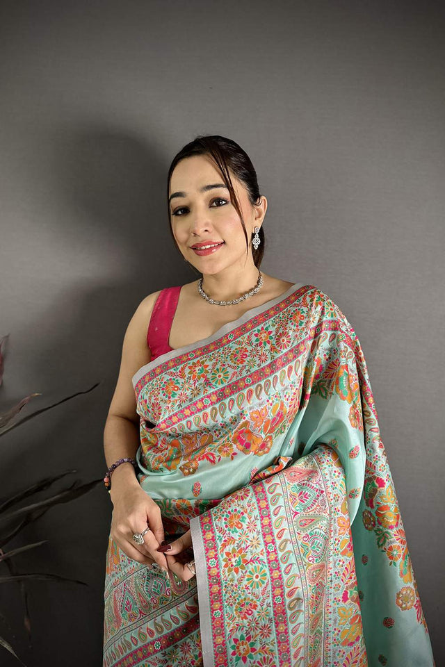 Blue Meenakari Woven Silk Saree (JK13022)