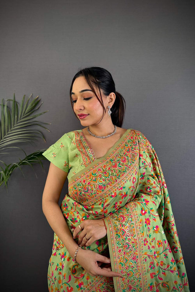 Green Meenakari Woven Silk Saree (JK13024)