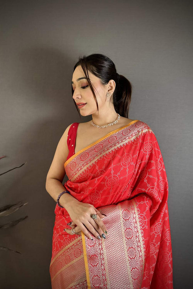 Red Kanjivaram Woven Banarasi Silk Saree (JK13103)