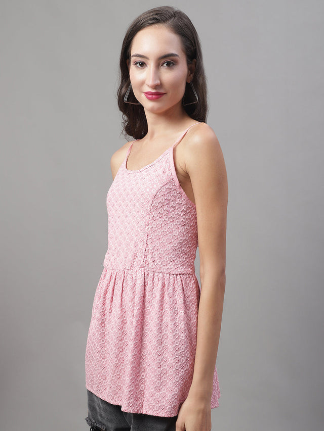 Women's Pink Chikankari Sequin Work Empire Top