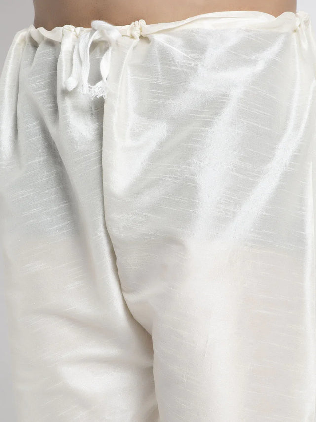 Men's green Dupion Solid Kurta Set - L