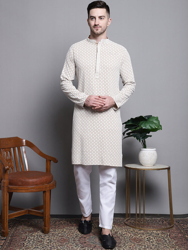 Sequin Embroidered Pure Cotton Kurta With Pajamas