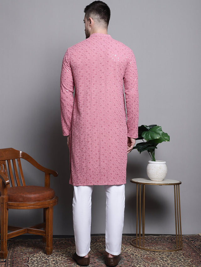 Sequin Embroidered Pure Cotton Kurta With Pajamas