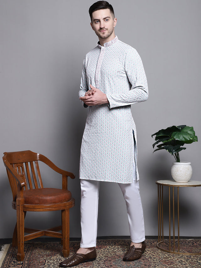 Sequin Embroidered Pure Cotton Kurta With Pajamas