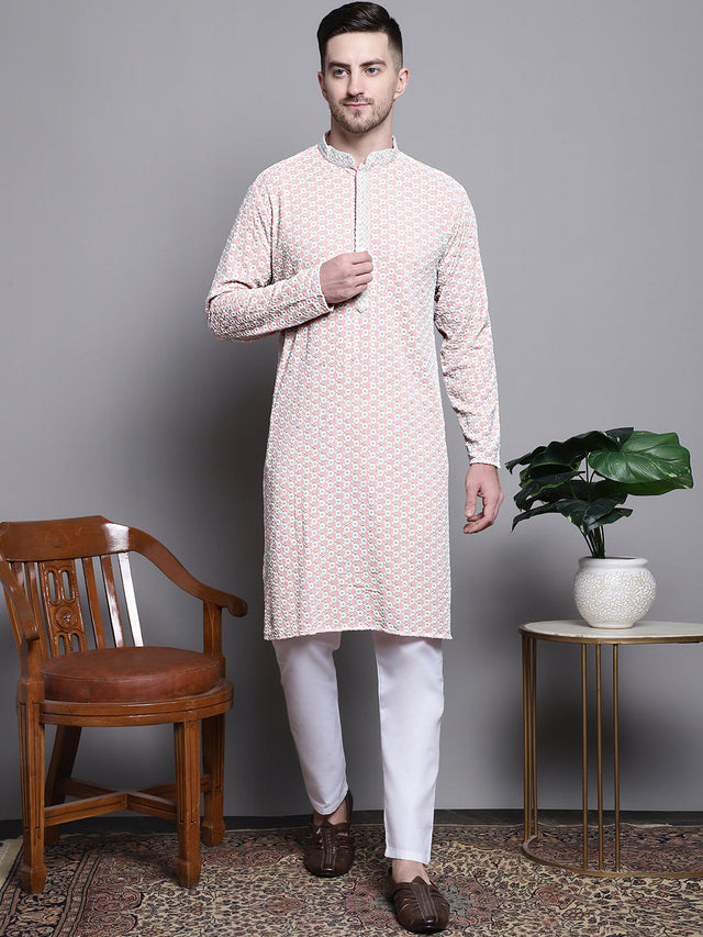 Sequin Embroidered Pure Cotton Kurta With Pajamas