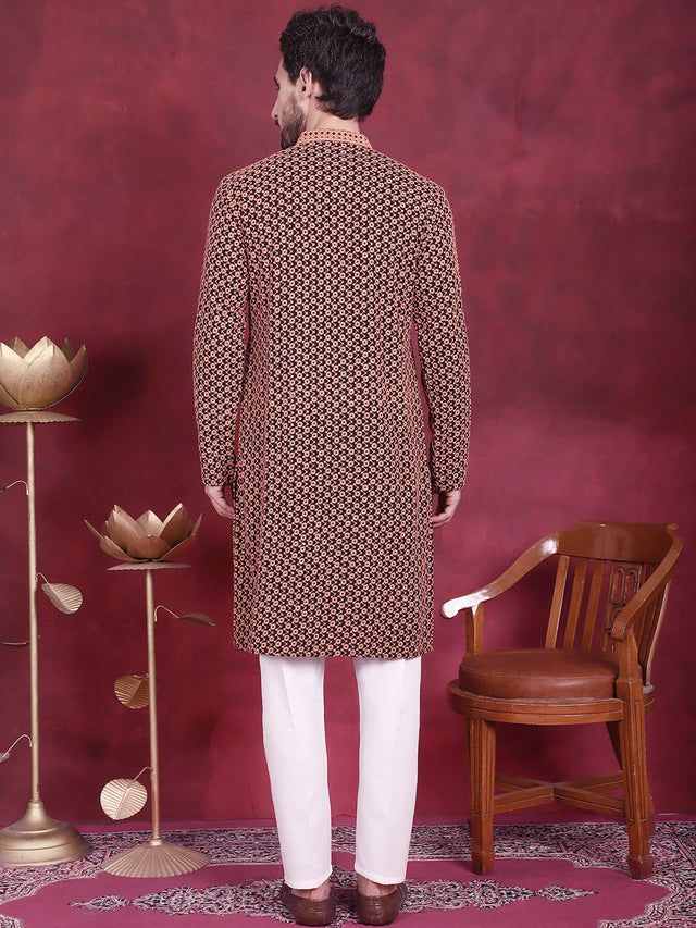 Men's Sequins Embroidered Kurta With Pajama