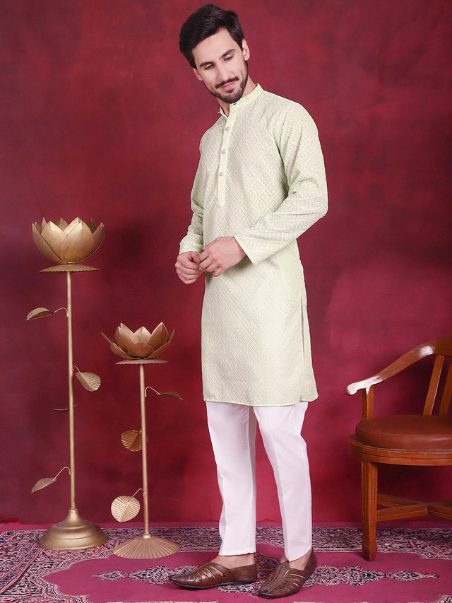 Chikankari Embroidered Kurta With Pajama